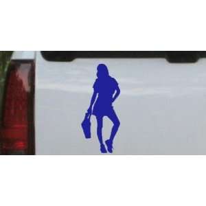 Girl Shopping Silhouettes Car Window Wall Laptop Decal Sticker    Blue 