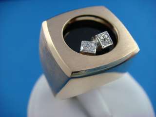   ONYX AND MOVING DIAMOND DICE RING HEAVY 21 GRAMS SIZE 8 1/4  