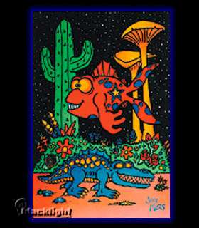 Paleon Fish & Gator Blacklight Reactive Flocked Poster  