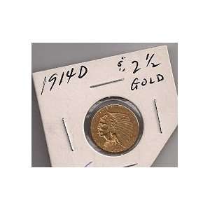  1914 D $2 1/2 INDIAN GOLD PIECE SHARP 