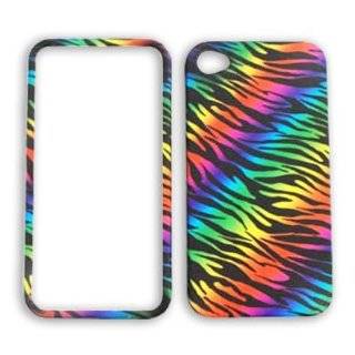 Apple iPhone 4   4S (AT&T/Verizon/Sprint) Rainbow Zebra Print on Black 