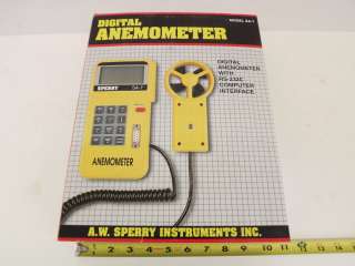 Digital Anemometer w RS 232C Computer Interface Sperry SA 7 Air 