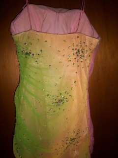 Prom Homecoming Formal Cruise Dress Xcite Pink Green Short Spaghetti 