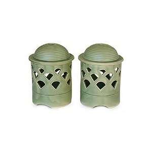  NOVICA Ceramic candleholders, Cupola Light (pair)