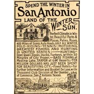  1915 Ad San Antonio Texas Winter Sun Travel Vacation 