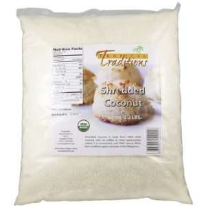 Tropical Traditions Organic Sugar free Shredded Coconut   2.2 lbs 