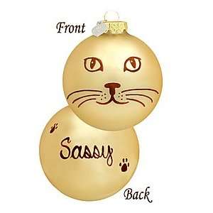  Personalized Gold Cat Glass Ornament