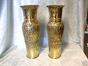 WW1 Trench Art unusual shell case pair of vases  