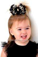 Dainty Black & Ivory Leopard Hair Bow Baby Toddler  