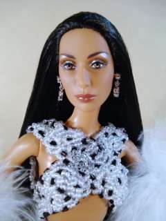 Barbie Bob Mackie Cher Doll BLACK Sequin Bead Dress Outfit Gown 