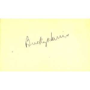 Bucky Harris Autographed 3x5 Card J. Spence Authenticated  