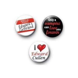  Set of 3 Twilight   EDWARD CULLEN   Pinback Buttons 1.25 