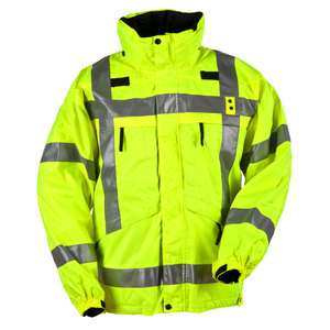 11 Tactical 3 in 1 Reversible High Vis Reflective Yellow Black Parka 