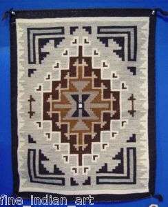 NAVAJO INDIAN RUG TWO GRAY HILLS 60wpi Tapestry FINE  