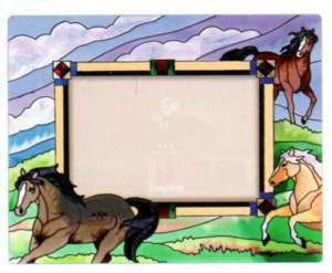 Stained Glass WILD HORSE Picture Frame 4x6  
