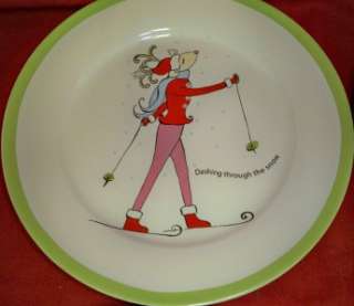 NIB Rosanna Reindeer S/4 Salad Plates 8 D 4 Colors NEW  