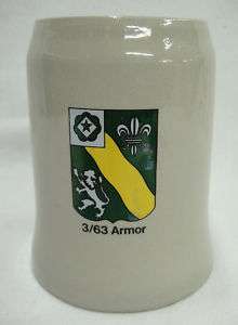 German Stoneware Beer Mug 3/63 Armor Insignia US Army  