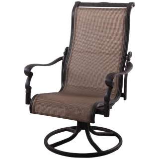 Monterey Antiqued Bronze Outdoor Swivel Arm Sling Chair  