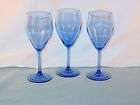 blue stemmed wine glasses lot of 3 one day shipping