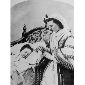  Tableau of a Mother Watching Beside Sleeping Child by 