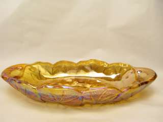 Indiana Carnival Glass Lily Pons Amber Relish Dish  