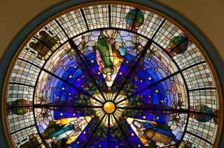 Fine 100 Year Old Ceiling Dome Stained Glass Window +  