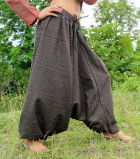 Striped Elastic Ankle Aladdin Pants in Seal Brown sz XL  