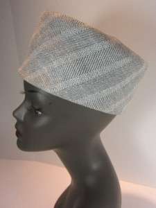   Hat 1960s Designer Franklin Row Toque Grey Plaid Wool Retro  