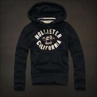 NWT Hollister by Abercrombie Mens Woodson Mountain Navy Blue Hoodie 