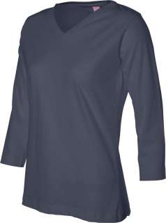 LA T Sportswear Ladies 3/4 Sleeve V Neck T Shirt 3577  