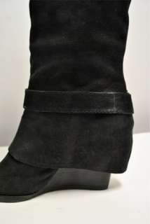 Vince Camuto Alician Wedge Boots NIB sz 6 B Brushed Suede Black 