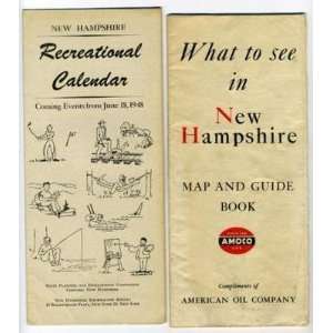   1940 AMOCO What to See in New Hampshire Map & Guide + 