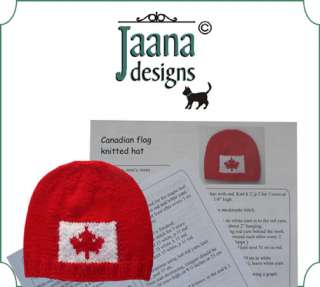 Knitting instructions, pattern, for Canadian flag hat, tuque, by 