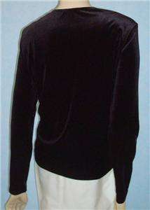 NWT ONYX NITE Black Velvet Beaded Top Shirt Jacket Set Sz L Large 12 