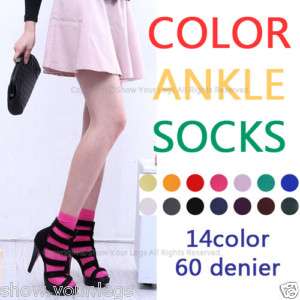 60D COLOR ANKLE SOCKS Nylon Ankle Stockings Women Girls  
