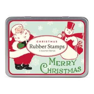  Cavallini 3 Assorted Rubber Stamps Sets, Christmas Santas 