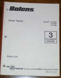   TX1504 TX1704 3 Cylinder Engine Diesel Tractor Parts Manual  