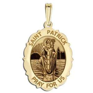 Saint Patrick Medal Scallopped OVAL   2/3 x 3/4 inch size of nickel 