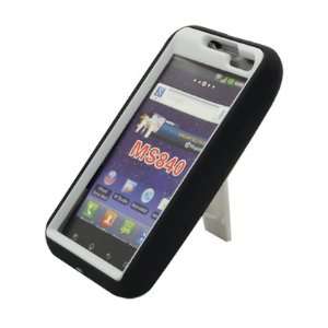 Black White Double Layer Kickstand Hybrid Case Heavy Duty Cover for LG 