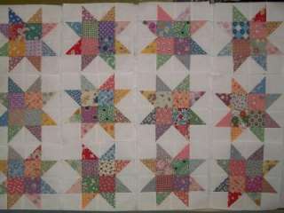   1930s Reproduction Sawtooth Scrappy Star Quilt Blocks for Tops  