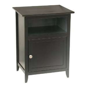 Winsome Wood End Table Night Stand Door & Shelf Black Furniture Room 