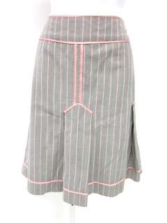 MOSCHINO CHEAP AND CHIC Gray Pink Wool Striped Skirt 8  