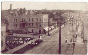 Hartford, WI Wisconsin 1907 RPPC Postcard Main Street  