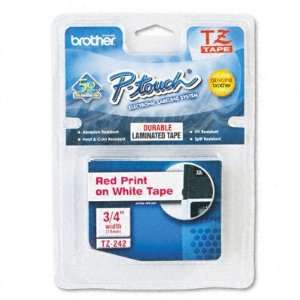  P Touch TZ Tape Cartridge   3/4w, Red on White(sold in 