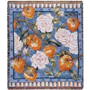  Persimmons & Roses Floral Afghan Throw