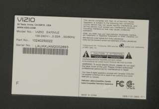 VIZIO E470VLE 47 Inch 1080p LCD TV Black For Parts or Repair  