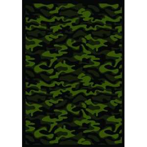 Whimsy Collection Funky Camo Green and Black Nylon Kids Area Rug 7.80 