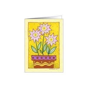 Whimsical Flowers in Pot Note Card Card