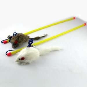 Pet Dog Cat Chew Dangle Mouse Stick Rope Hunting Toy  