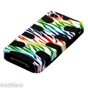 Apple iPhone 4 4S Hard Case Silicone Cover Fishbone Hybrid Colorful 